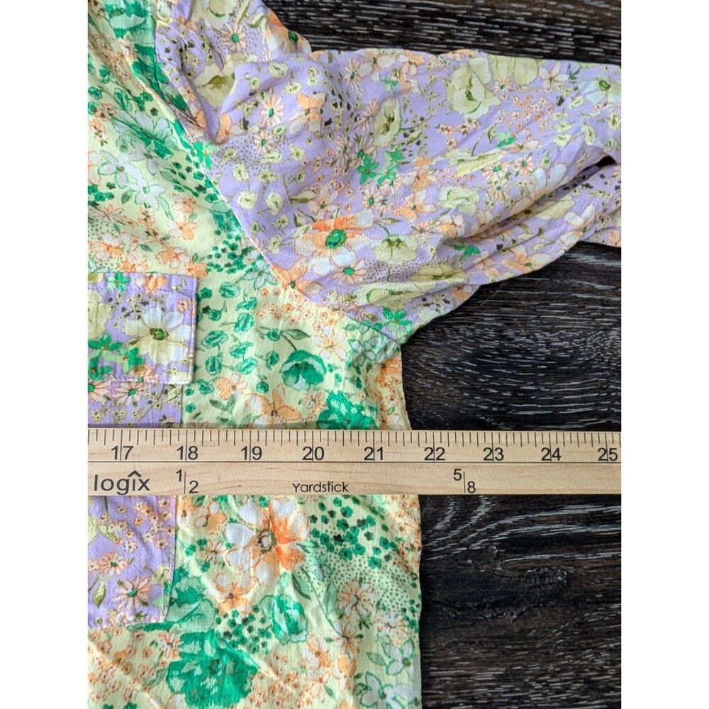 Loft Floral Patchwork Bishop Sleeve Button Up Shi… - image 8